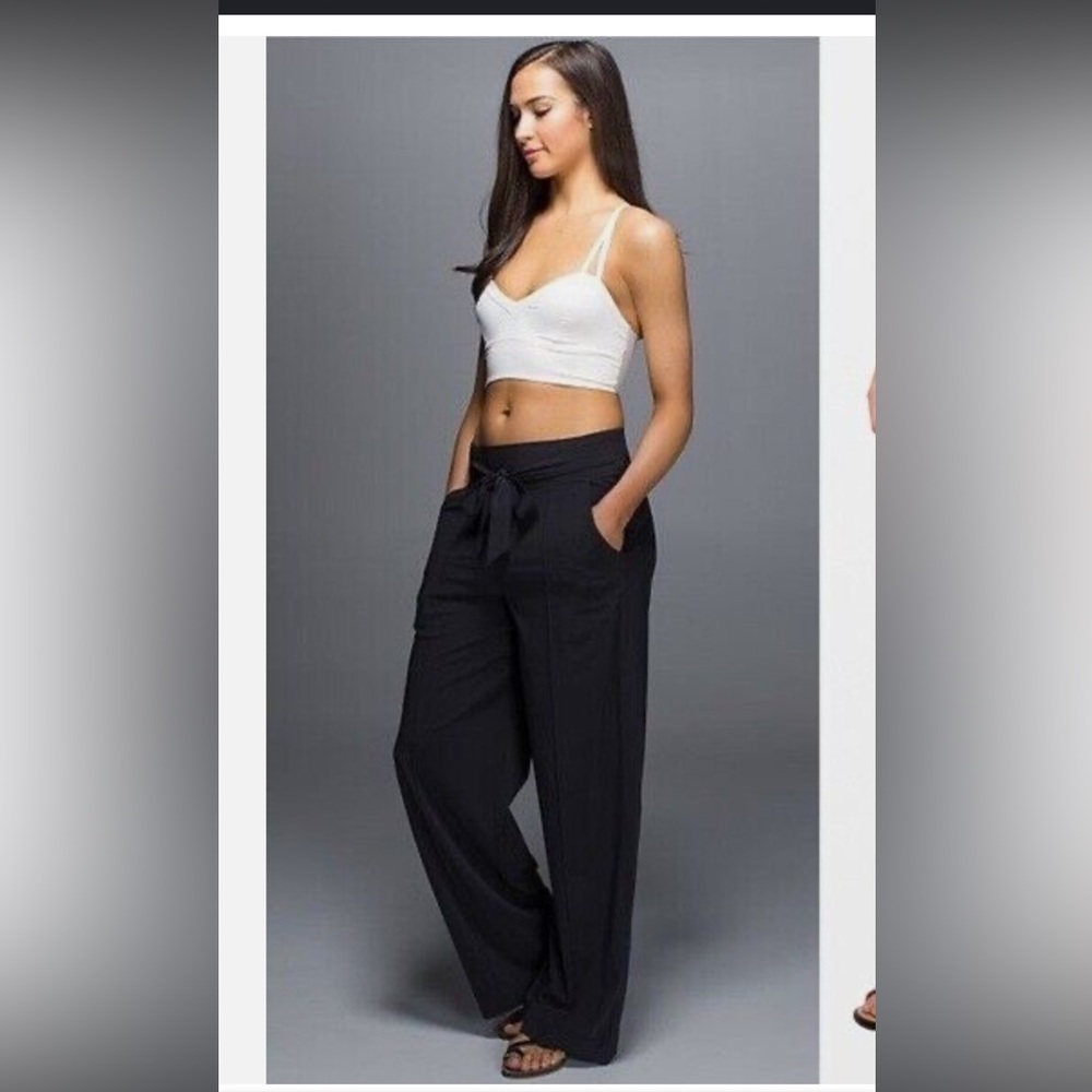 Lululemon Noir Career Wide Leg Tie Waist Career Office Black